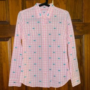 Vineyard Vines Gingham Whales All Over Classic Oxford Shirt